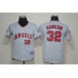 Youth mlb jerseys los angeles angels #32 hamilton grey[cool base]