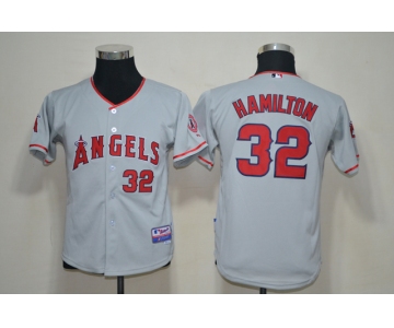 Youth mlb jerseys los angeles angels #32 hamilton grey[cool base]