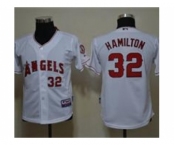 youth mlb jerseys los angeles angels #32 hamilton white