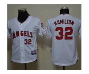 youth mlb jerseys los angeles angels #32 hamilton white