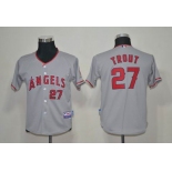 youth mlb los angeles angels #27 mike trout grey