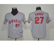 youth mlb los angeles angels #27 mike trout grey