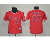 youth mlb los angeles angels #27 mike trout red