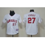 youth mlb los angeles angels #27 mike trout white