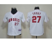 youth mlb los angeles angels #27 mike trout white