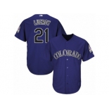 Youth Majestic Colorado Rockies #21 Jonathan Lucroy Authentic Purple Alternate 1 Cool Base MLB Jersey