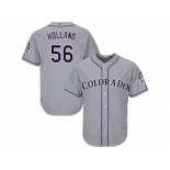 Youth Majestic Colorado Rockies #56 Greg Holland Replica Grey Road Cool Base MLB Jersey