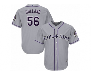 Youth Majestic Colorado Rockies #56 Greg Holland Replica Grey Road Cool Base MLB Jersey