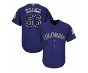 Youth Majestic Colorado Rockies #56 Greg Holland Replica Purple Alternate 1 Cool Base MLB Jersey