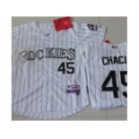 youth mlb colorado rockies #45 chacin white[blue stripe]