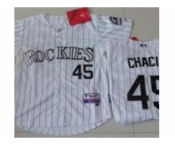 youth mlb colorado rockies #45 chacin white[blue stripe]