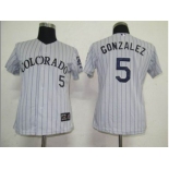 MLB Women Jerseys Colorado Rockies #5 Gonzalez Grey