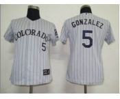 MLB Women Jerseys Colorado Rockies #5 Gonzalez Grey