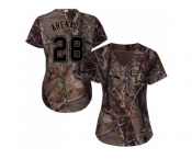 Women Colorado Rockies #28 Nolan Arenado Camo Realtree Collection Cool Base Stitched MLB Jersey