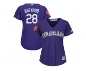 Women Colorado Rockies #28 Nolan Arenado Majestic Purple 2018 Spring Training Cool Base Player Jersey