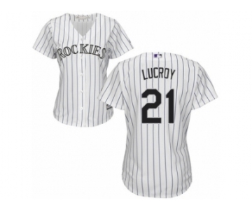 Women Majestic Colorado Rockies #21 Jonathan Lucroy Replica White Home Cool Base MLB Jersey