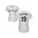 Women's Colorado Rockies #19 Charlie Blackmon White Strip Home Stitched MLB Jersey