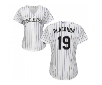 Women's Colorado Rockies #19 Charlie Blackmon White Strip Home Stitched MLB Jersey