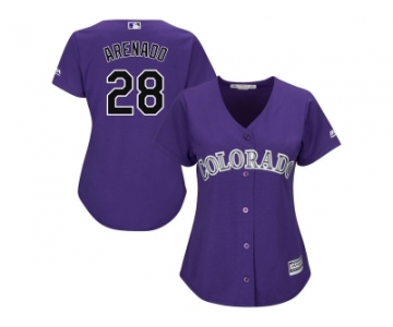 Women's Colorado Rockies #28 Nolan Arenado Majestic Purple Alternate Cool Base Jersey