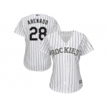 Women's Colorado Rockies #28 Nolan Arenado Majestic White Purple Home Cool Base Jersey