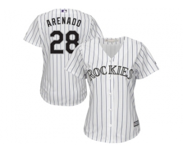 Women's Colorado Rockies #28 Nolan Arenado Majestic White Purple Home Cool Base Jersey