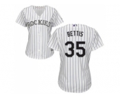 Women's Colorado Rockies #35 Chad Bettis White Strip Home Stitched MLB Jersey