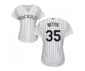 Women's Colorado Rockies #35 Chad Bettis White Strip Home Stitched MLB Jersey