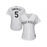 Women's Colorado Rockies #5 Carlos Gonzalez Majestic White Home Cool Base Jersey