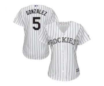 Women's Colorado Rockies #5 Carlos Gonzalez Majestic White Home Cool Base Jersey