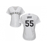 Women's Colorado Rockies #55 Jon Gray White Strip Home Stitched MLB Jersey