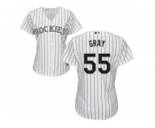 Women's Colorado Rockies #55 Jon Gray White Strip Home Stitched MLB Jersey