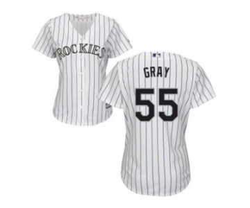 Women's Colorado Rockies #55 Jon Gray White Strip Home Stitched MLB Jersey