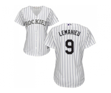 Women's Colorado Rockies #9 DJ LeMahieu White Strip Home Stitched MLB Jersey