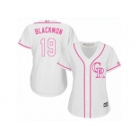 Women's Majestic Colorado Rockies #19 Charlie Blackmon Authentic White Fashion Cool Base MLB Jersey