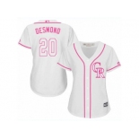 Women's Majestic Colorado Rockies #20 Ian Desmond Authentic White Fashion Cool Base MLB Jersey