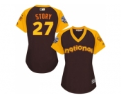 Women's Majestic Colorado Rockies #27 Trevor Story Authentic Brown 2016 All-Star National League BP Cool Base MLB Jersey