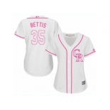 Women's Majestic Colorado Rockies #35 Chad Bettis Authentic White Fashion Cool Base MLB Jersey