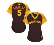 Women's Majestic Colorado Rockies #5 Carlos Gonzalez Authentic Brown 2016 All-Star National League BP Cool Base MLB Jersey