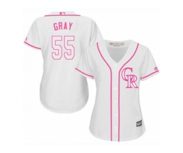 Women's Majestic Colorado Rockies #55 Jon Gray Authentic White Fashion Cool Base MLB Jersey