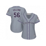 Women's Majestic Colorado Rockies #56 Greg Holland Replica Grey Road Cool Base MLB Jersey