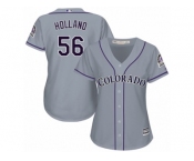 Women's Majestic Colorado Rockies #56 Greg Holland Replica Grey Road Cool Base MLB Jersey