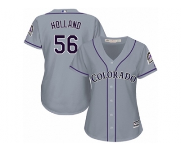 Women's Majestic Colorado Rockies #56 Greg Holland Replica Grey Road Cool Base MLB Jersey