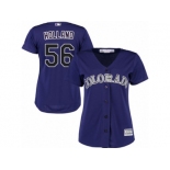 Women's Majestic Colorado Rockies #56 Greg Holland Replica Purple Alternate 1 Cool Base MLB Jersey