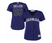 Women's Majestic Colorado Rockies #56 Greg Holland Replica Purple Alternate 1 Cool Base MLB Jersey