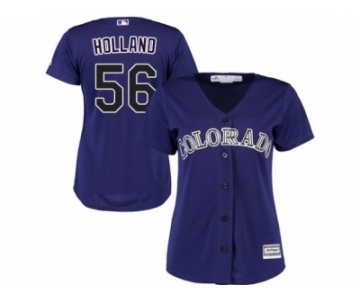 Women's Majestic Colorado Rockies #56 Greg Holland Replica Purple Alternate 1 Cool Base MLB Jersey