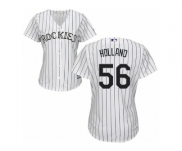 Women's Majestic Colorado Rockies #56 Greg Holland Replica White Home Cool Base MLB Jersey