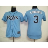 MLB Women Jerseys Tampa Bay Rays #3 Longoria Baby blue