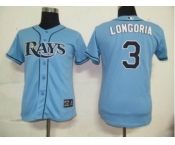 MLB Women Jerseys Tampa Bay Rays #3 Longoria Baby blue