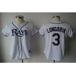 MLB Women Jerseys Tampa Bay Rays #3 longoria white