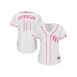 Women's Majestic Tampa Bay Rays #10 Corey Dickerson Authentic White Fashion Cool Base MLB Jersey